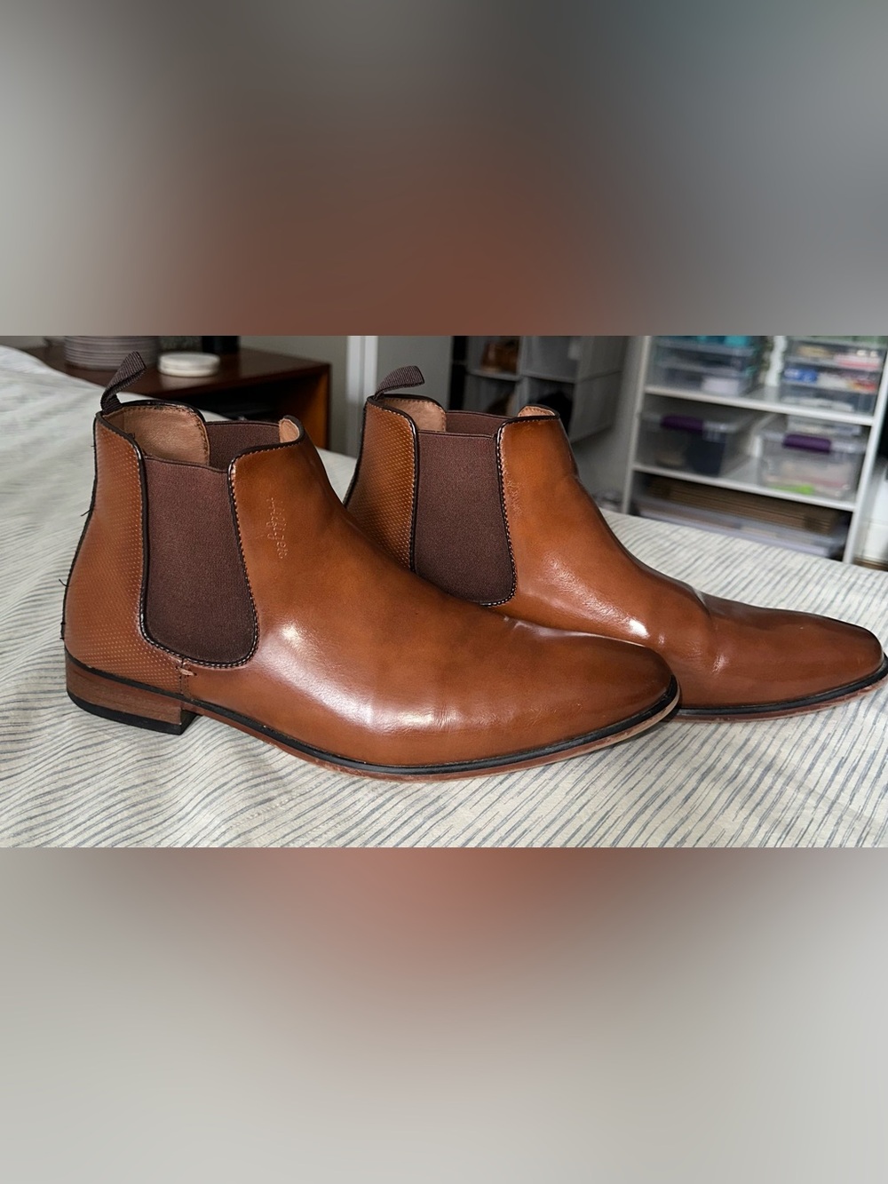 TOMMY HILFIGER Men's Tan Leather Chelsea Boots